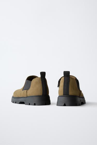 LEATHER ANKLE BOOTS - Khaki Green by Zara - Image 4