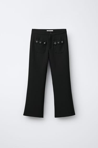 Zara LILLELISED EHTEGA PÜKSID - Must - Pilt 0