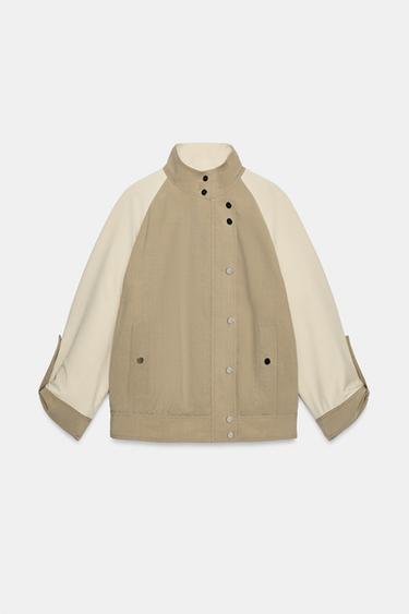 Zara COMBINATION PUFFER JACKET - Sand