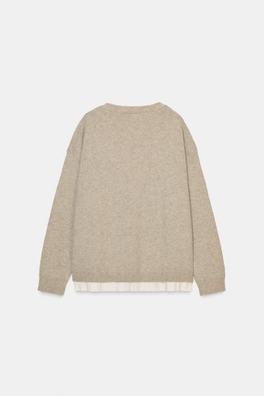 CONTRAST WOOL BLEND CARDIGAN - Sand / Marl by Zara - Image 7