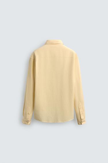FLOWING SHIRT WITH POCKET - Ecru/Yellow by Zara - Image 8