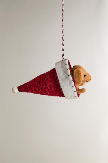 FELT DOG CHRISTMAS TREE DECORATION - Red by Zara - Image 0