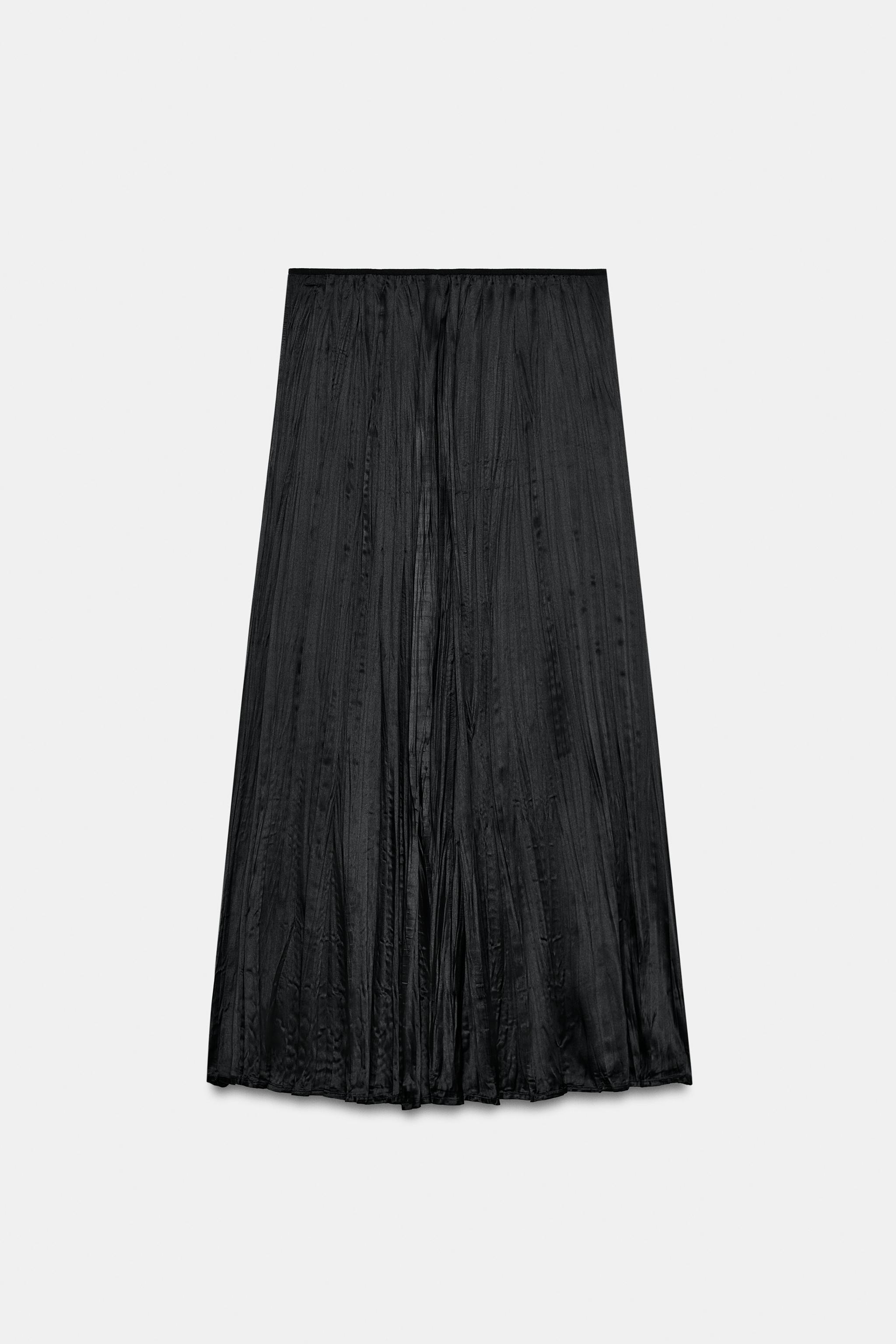 Zara Saten Yüzeyli Midi Etek görsel 8