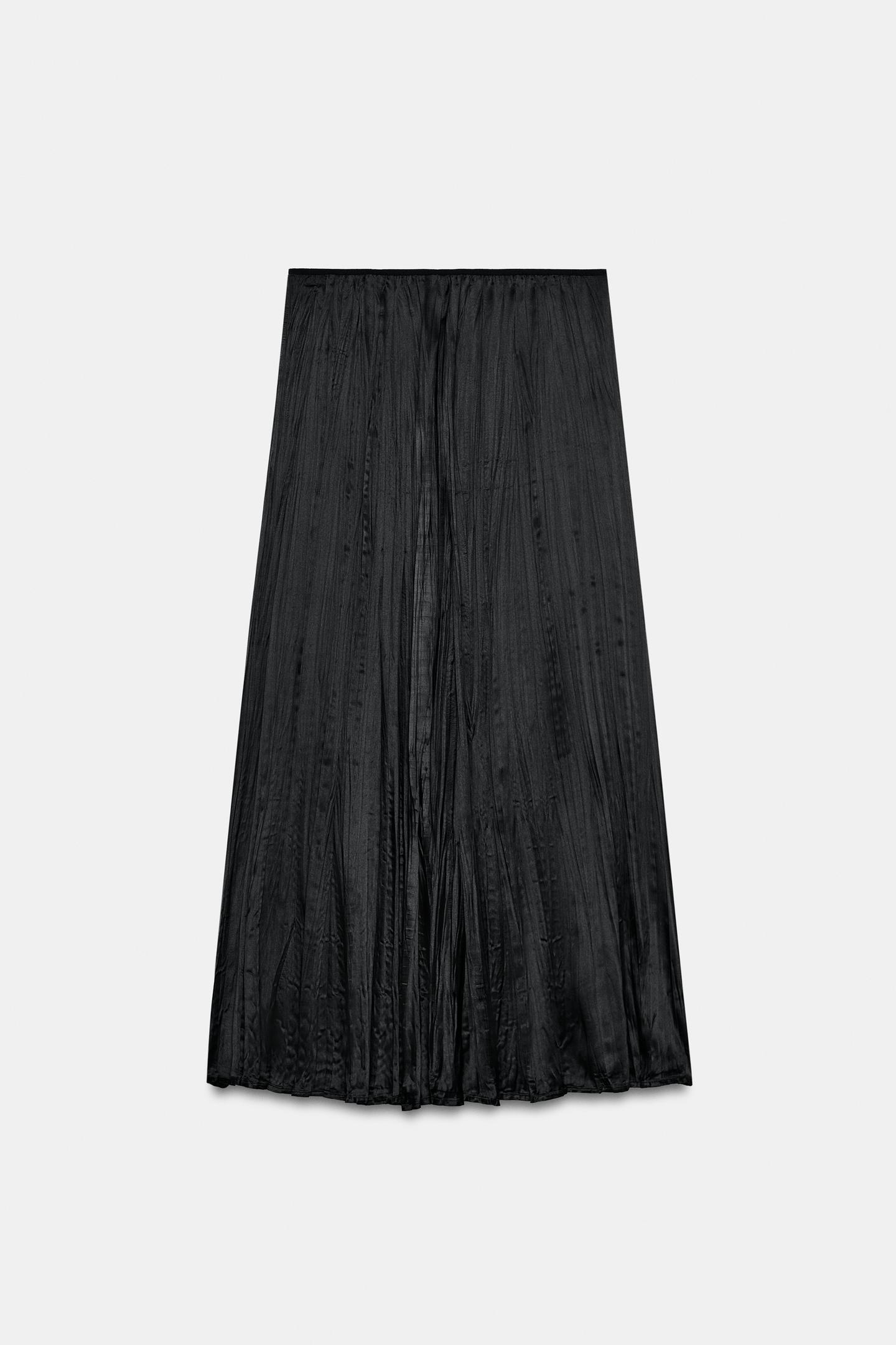 Женская юбка Zara Satin MIDI, цвет: Чёрный — фото 8