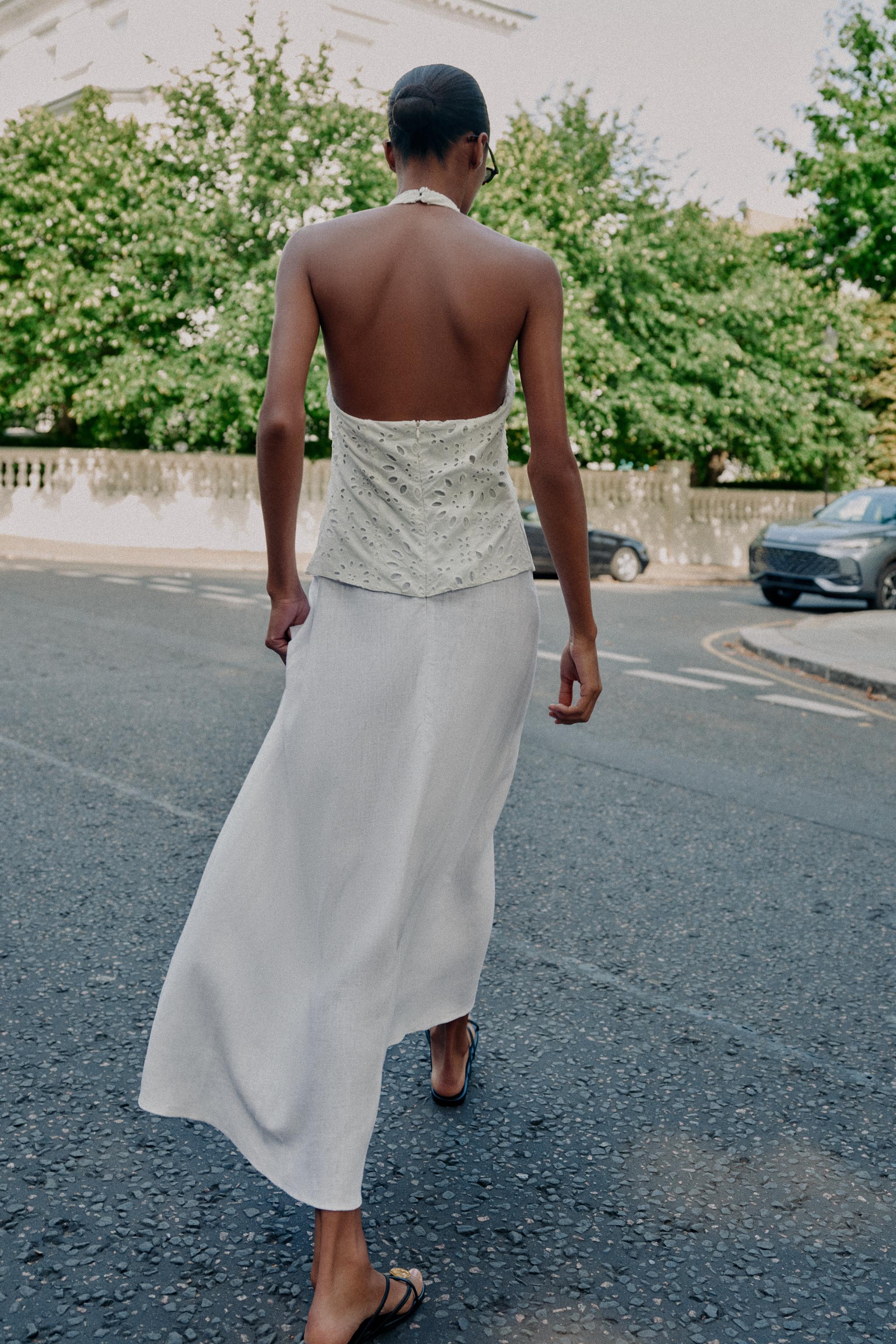 Женские платья Zara COMBINED OPENWORK EMBROIDERED DRESS — фото 8