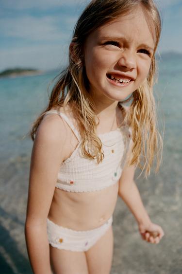 Zara 6-14 YEARS/ CROCHET FLOWER BIKINI - Ecru