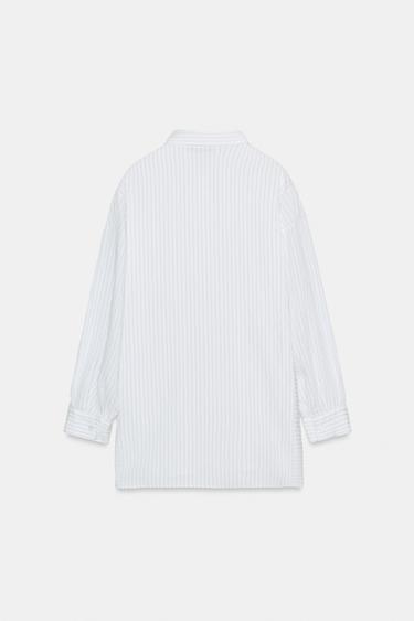STRIPED OVERSIZE SHIRT - Black / White by Zara - Image 6