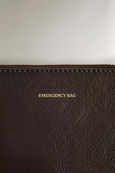 "EMERGENCY BAG" LEATHER WASH BAG - Brown / Green by Zara - Image 2