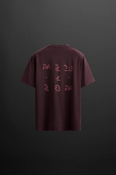 PERFORATED TRAINING T-SHIRT WITH PRINT - Burgundy by Zara