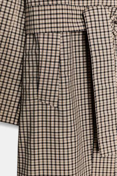 ZW COLLECTION OVERSIZE CHECK TRENCH COAT - Beige / Green by Zara - Image 9