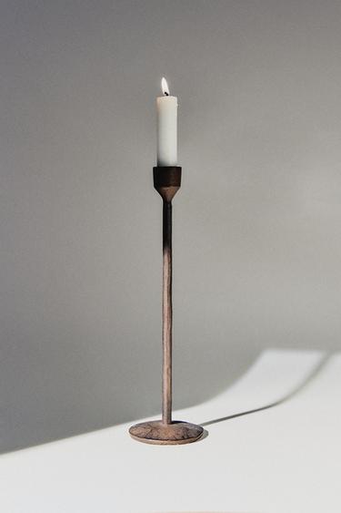 FACETED METAL CANDLESTICK - Black by Zara