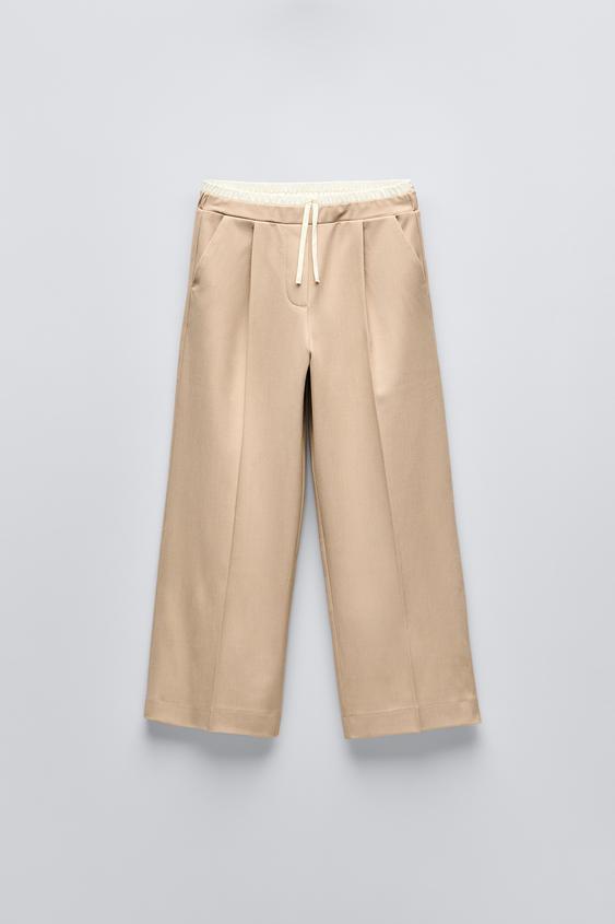 PANTALÓN CINTURILLA DOBLE Beige claro ZARA Chile