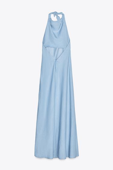 FLOWING HALTER DRESS - Light blue by Zara - Image 5