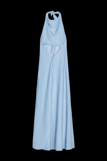 FLIESSENDES NECKHOLDER-KLEID. - Hellblau von Zara