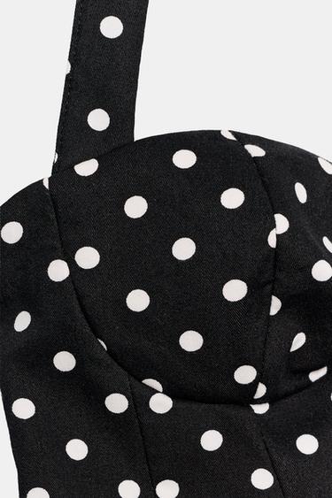 HALTERNECK SWEETHEART NECK TOP WITH DOTS - Black / White by Zara - Image 5