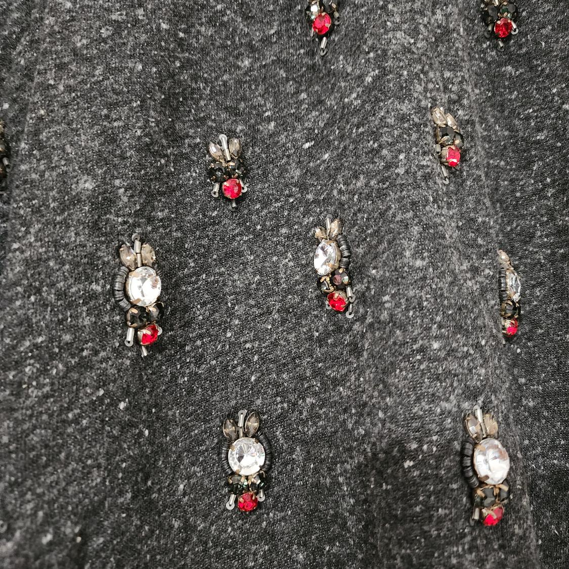 GREY JEWELED LONG SLEEVE SWEATER - Image 2