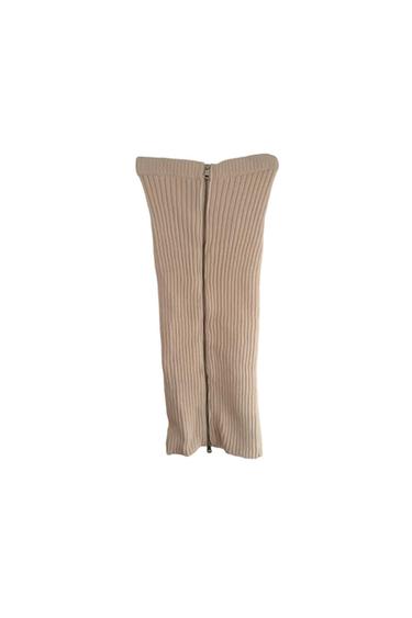ZARA RIBBED IVORY/OFFWHITEMIDI SKIRT.