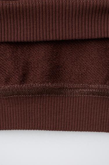 SWEAT À INSCRIPTION BRODÉE - Marron de Zara - Image 3