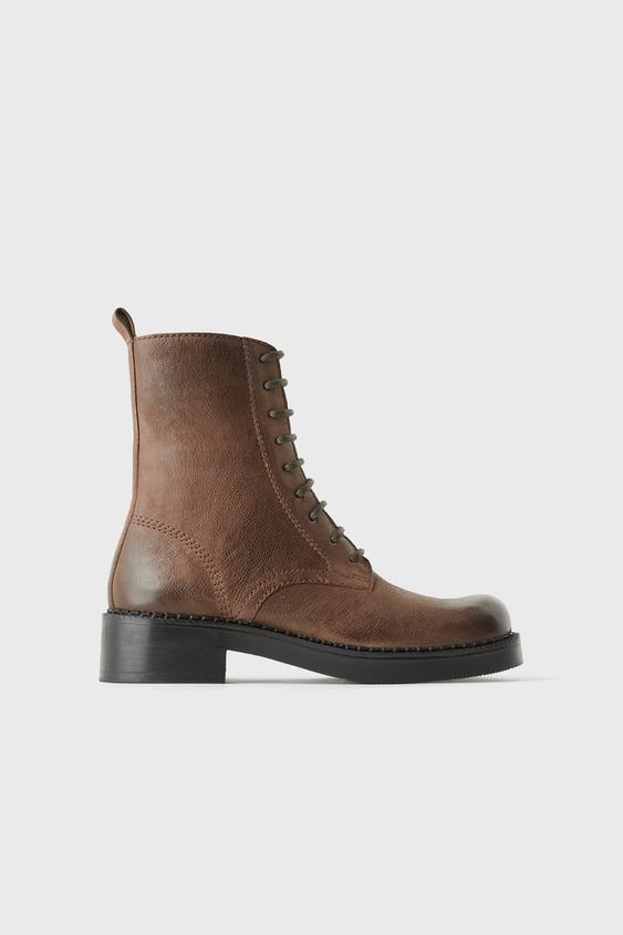 Z3D VINTAGE LEATHER ANKLE BOOTS Brown ZARA Spain
