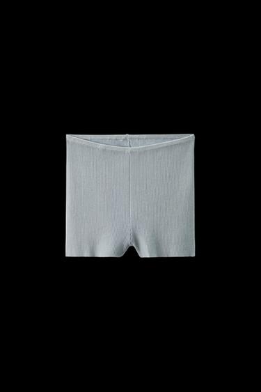 Zara RIB KNIT SHORTS - Blue marl - Image 0