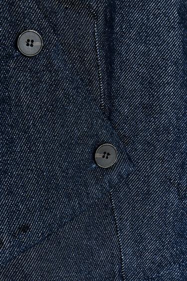 Zara DOUBLE-BREASTED DENIM VEST - Dark indigo