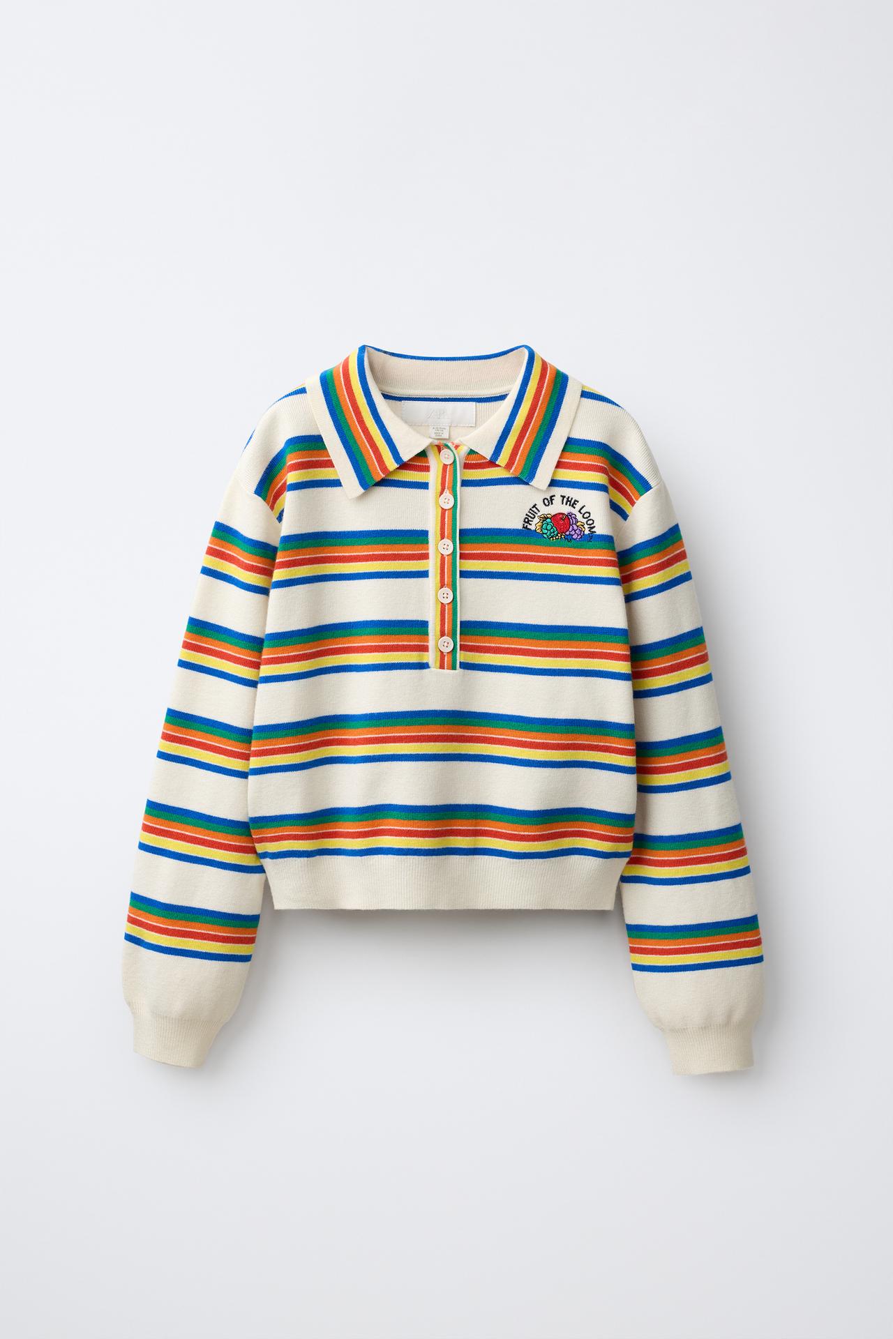 FRUIT OF THE LOOM STRIPED POLO SHIRT — striped