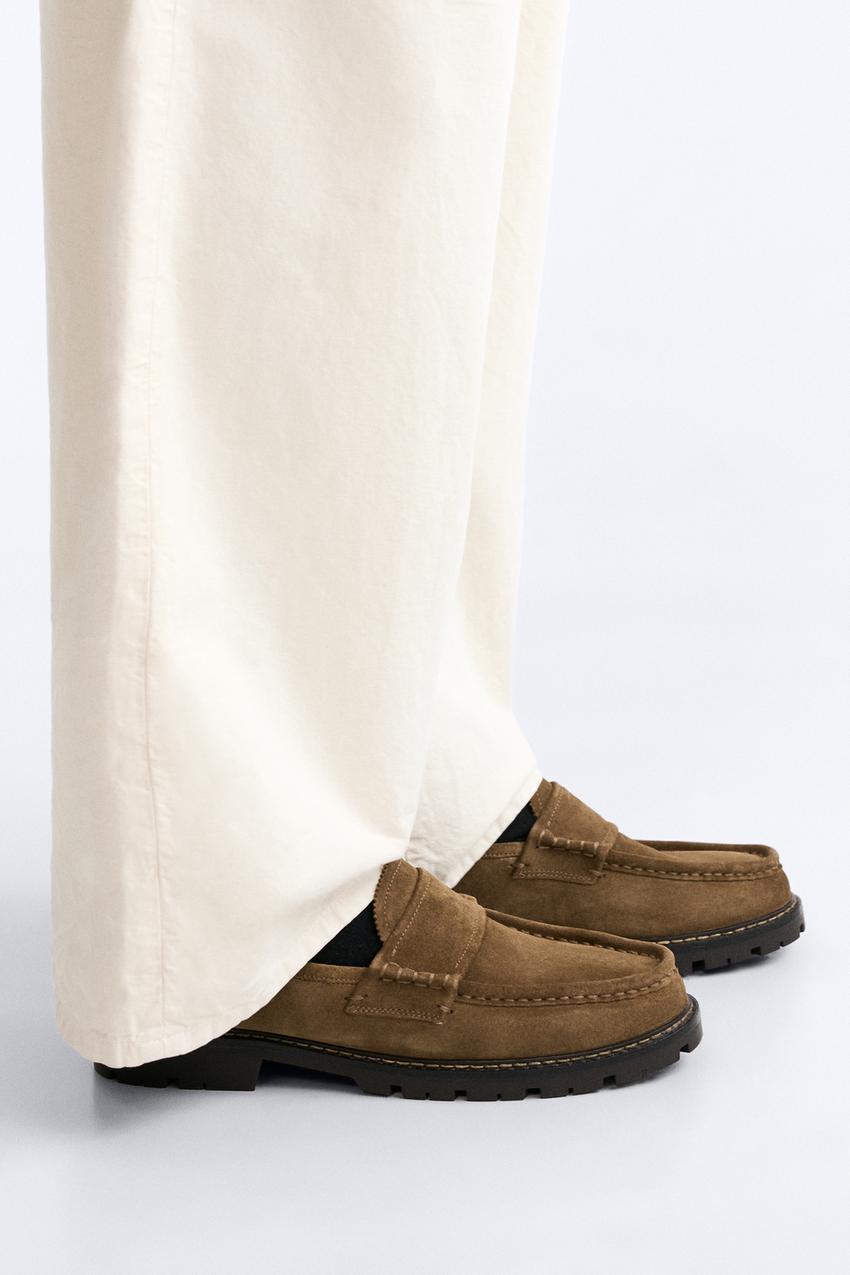 MOKASSIN MIT SCHAFTBRÜCKE AUS LEDER - Beige | ZARA Deutschland 