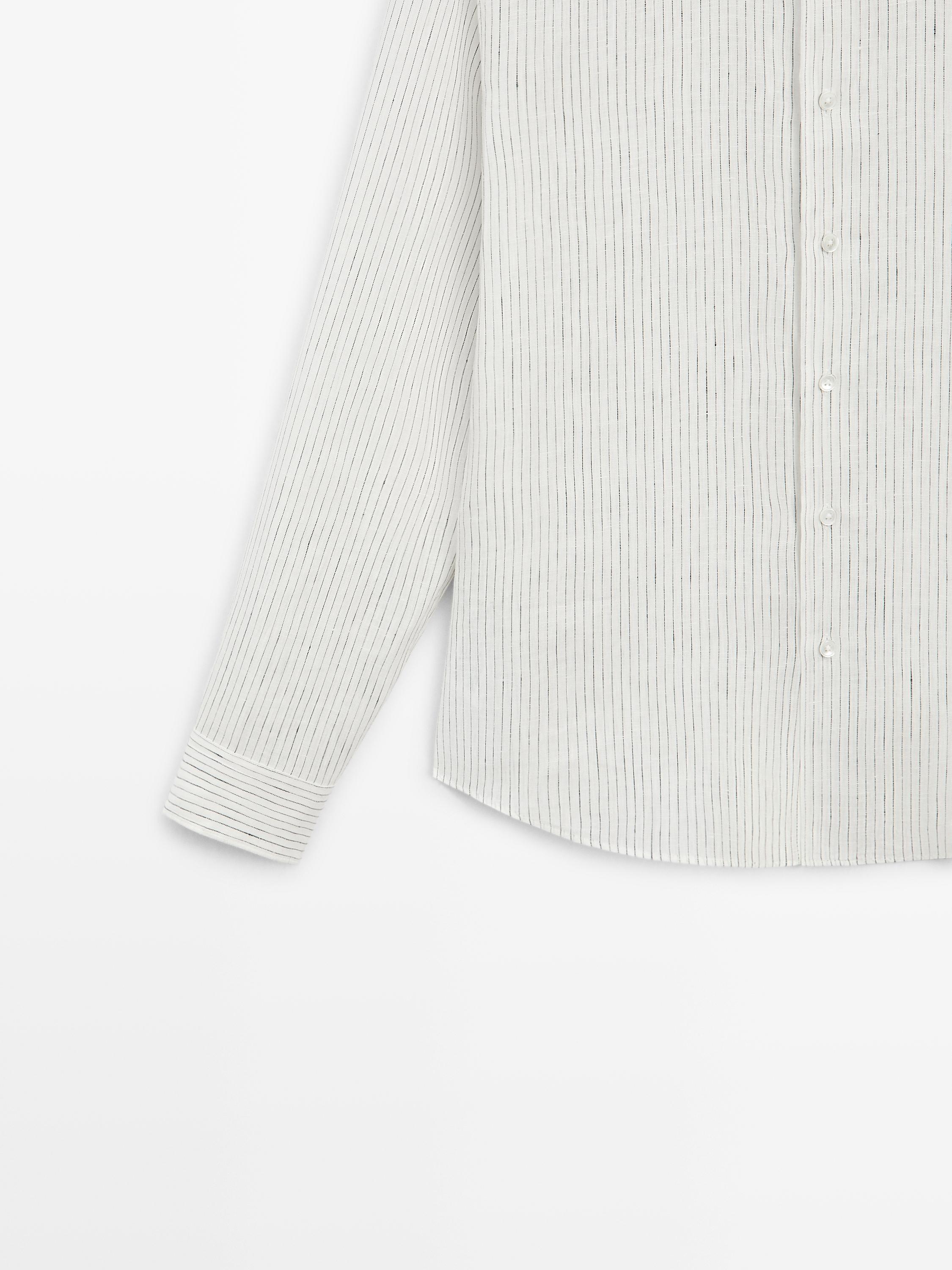 Chemise regular fit à rayures en lin