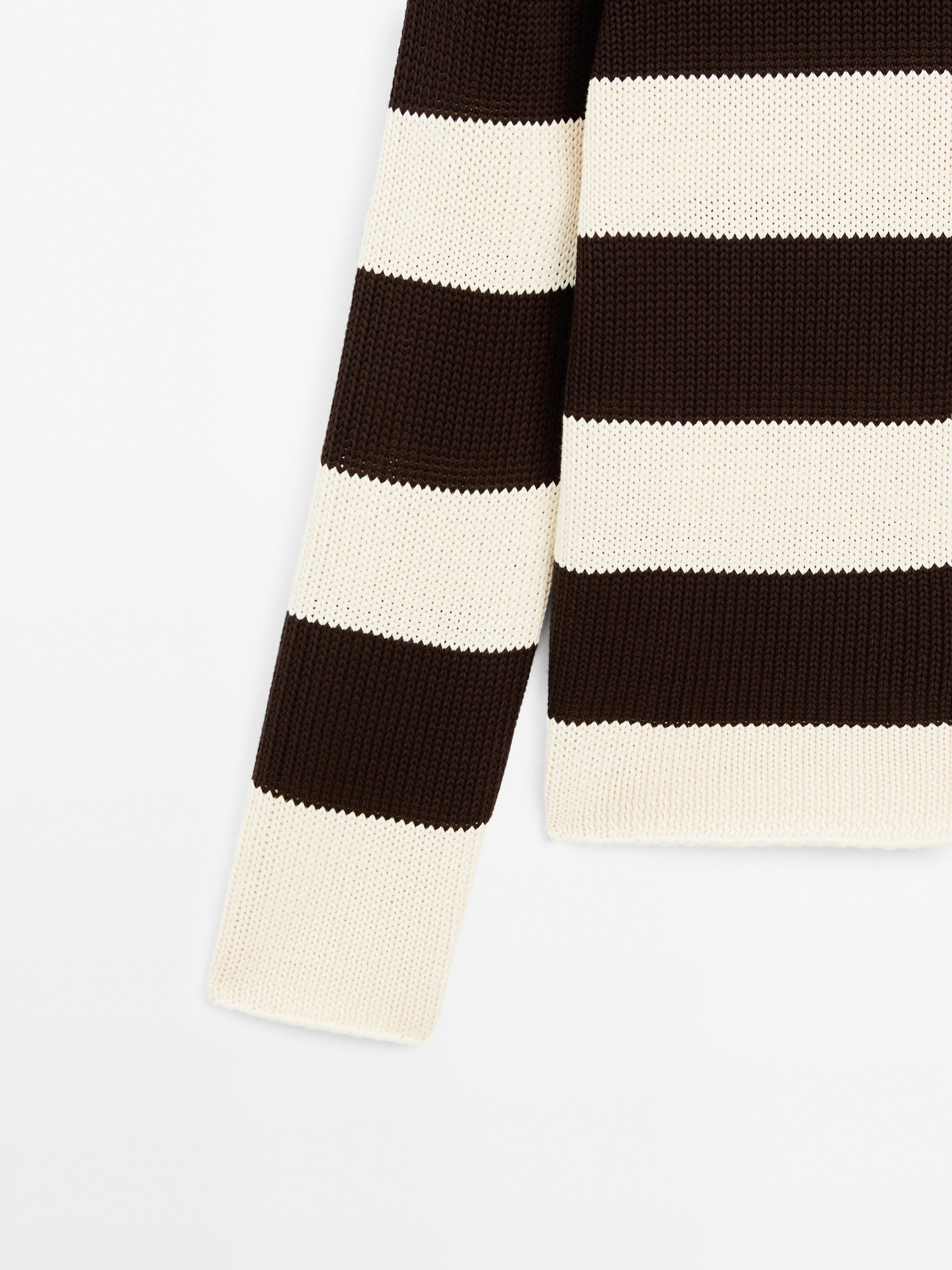 Pull à rayures en maille 100 % coton