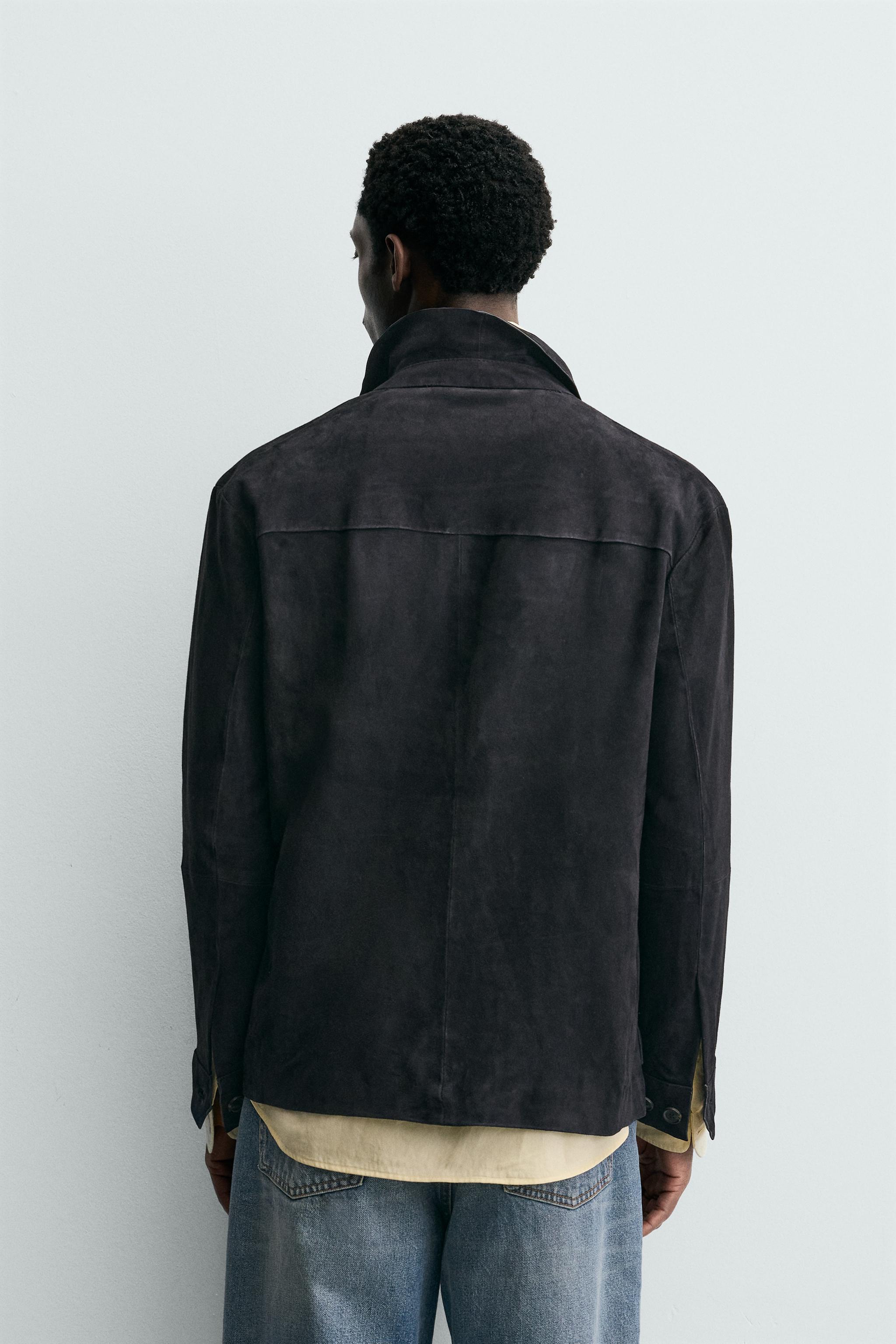スエード レザーシャツジャケット - ネイビーブルー | ZARA Japan / 日本
