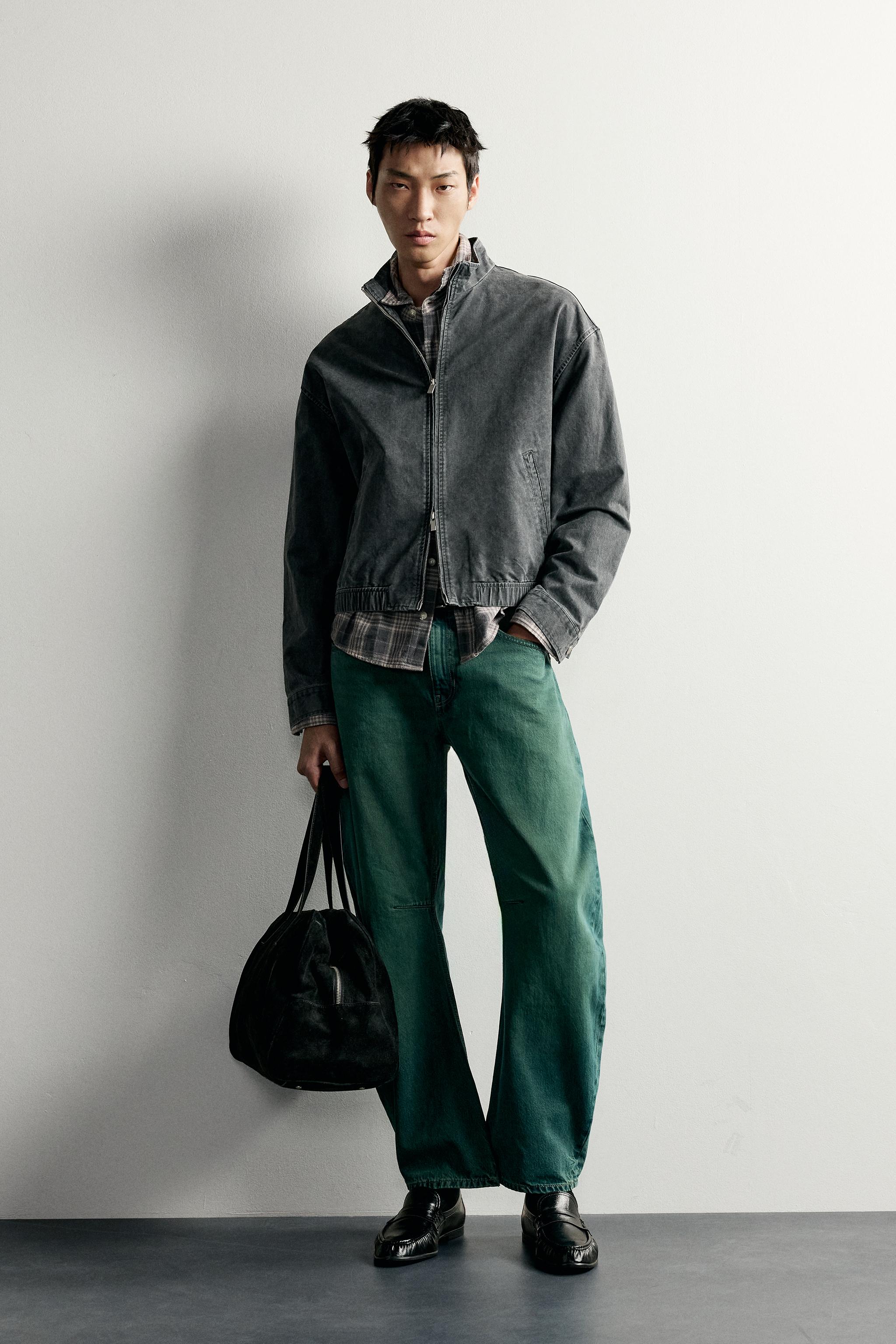 ユーズド加工クロップドフィットジャケット - カーキ | ZARA Japan / 日本