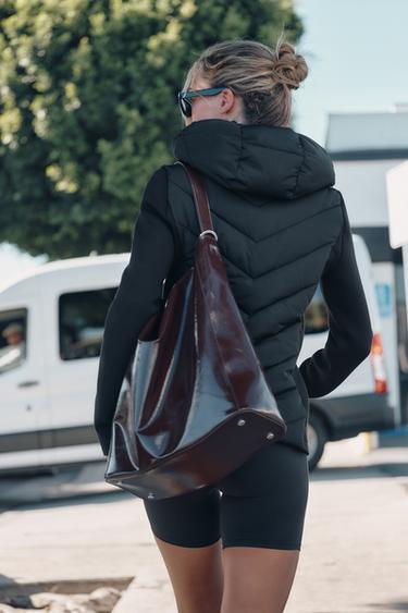CAZADORA COMBINADA ACOLCHADA CAPUCHA - Negro de Zara