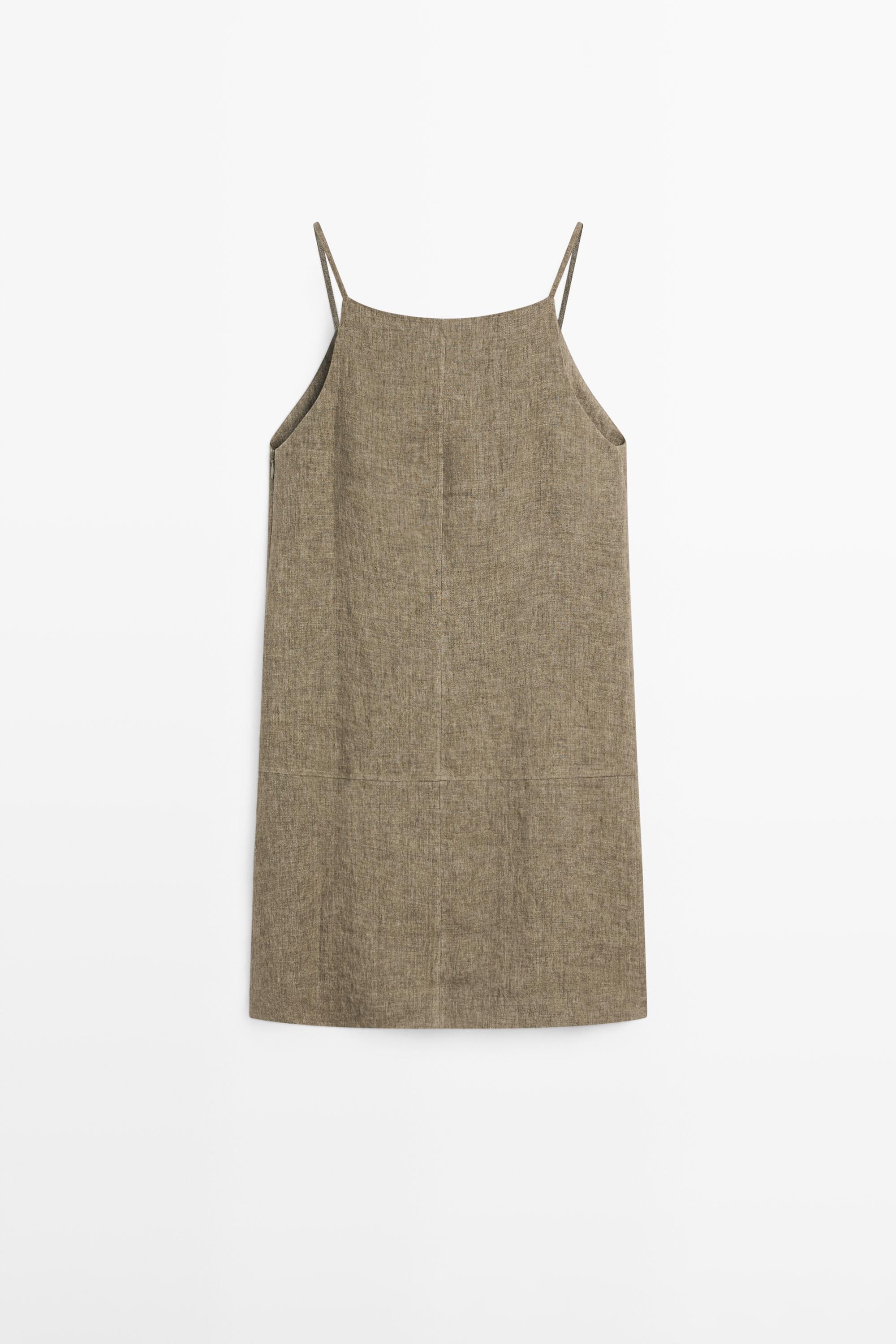 100% linen short dress
