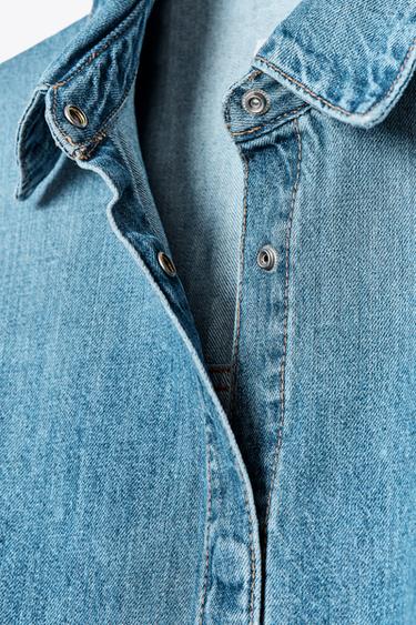 TRF DENIM PLAYSUIT WITH BELT - Light blue by Zara - Image 7