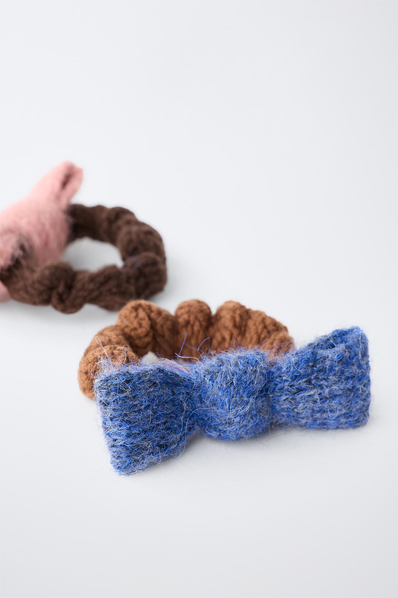 2-PACK OF KNIT BOW HAIR TIES — Multicolored