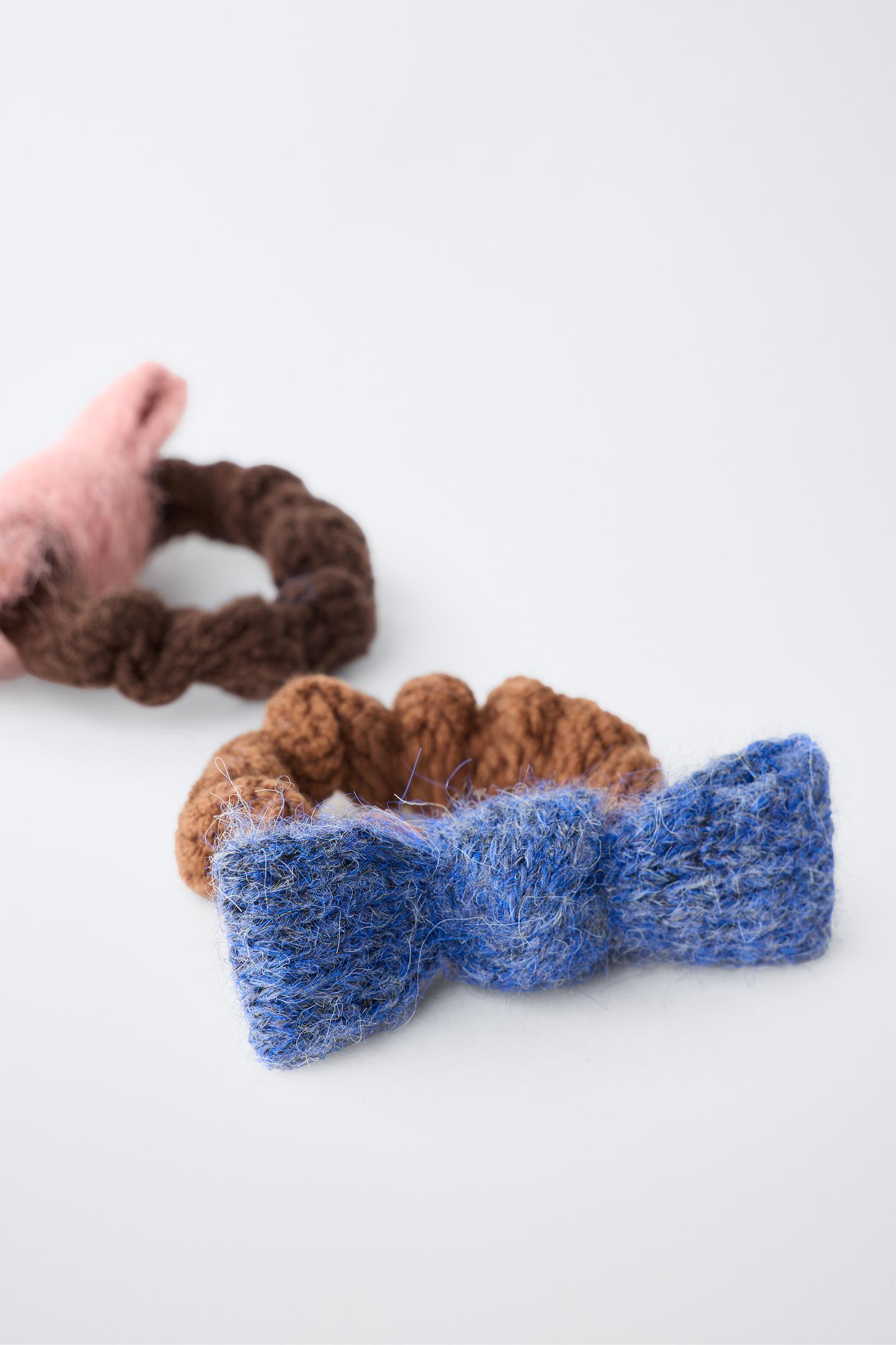 Детские аксессуары для волос Zara 2-PACK OF Knit Bow Hair Ties, цвет: Разноцветный — фото 2