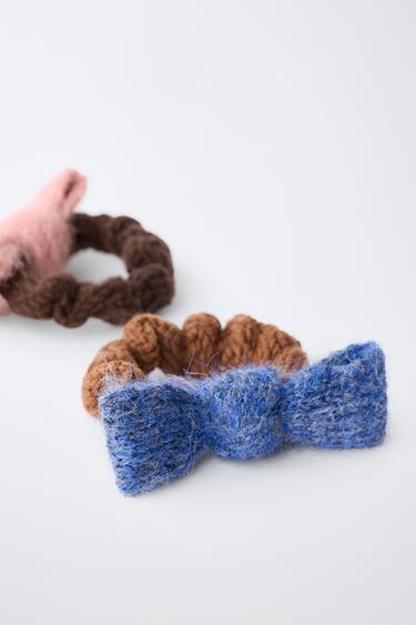 2-PACK OF KNIT BOW HAIR TIES — Multicolored 2