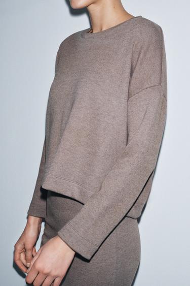 SOFT LONG SLEEVE TOP - Brown marl by Zara