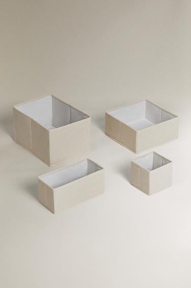 BOÎTE DE RANGEMENT PLIABLE COTON - Beige clair de Zara