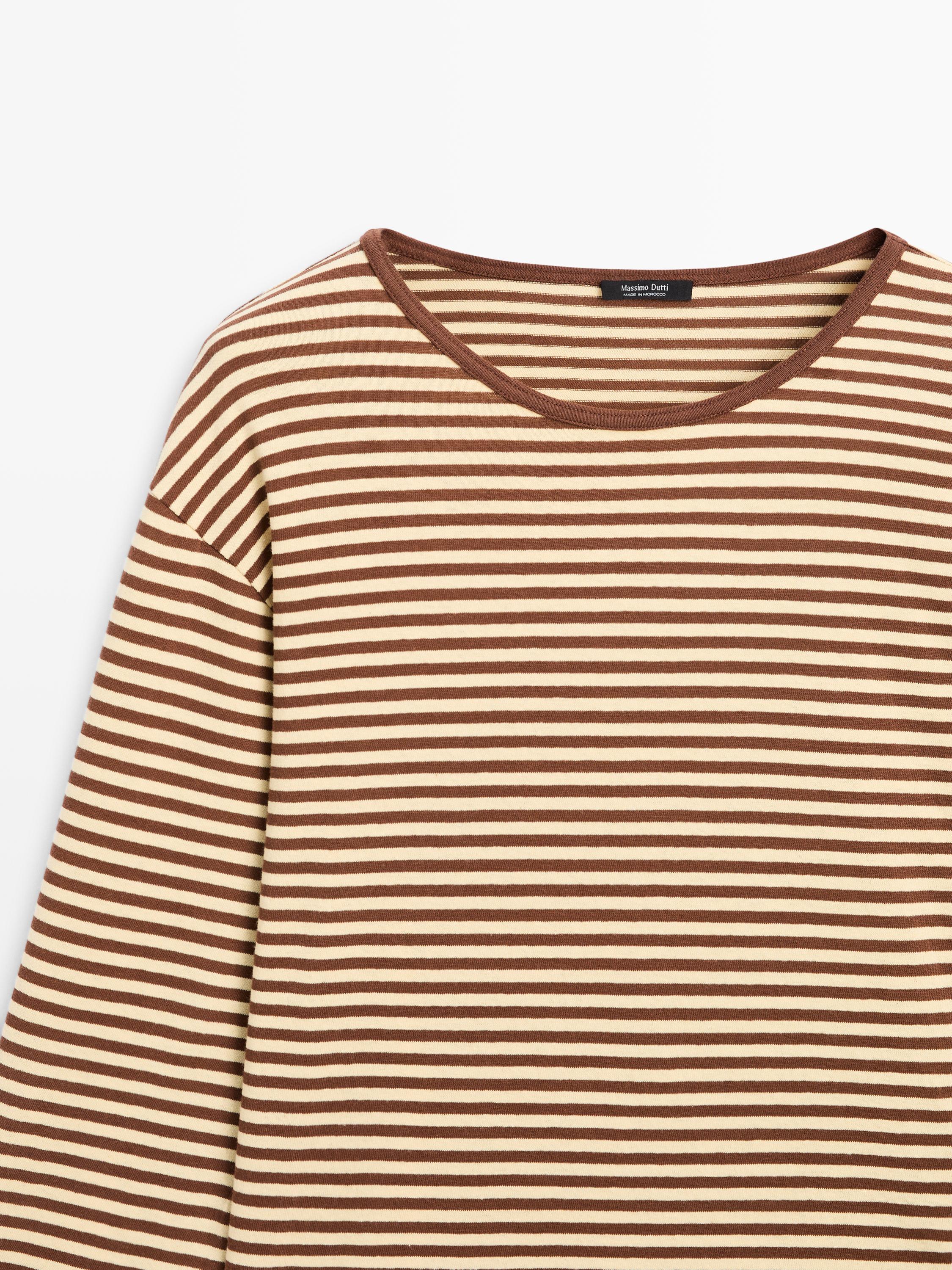 Striped long sleeve cotton T-shirt