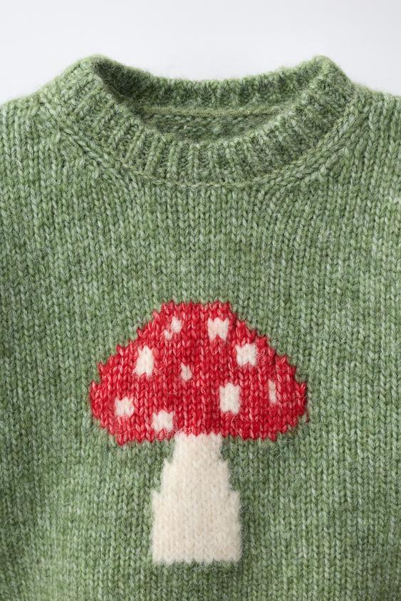 PULL IMPRIMÉ CHAMPIGNON - Vert moyen de Zara - Image 2
