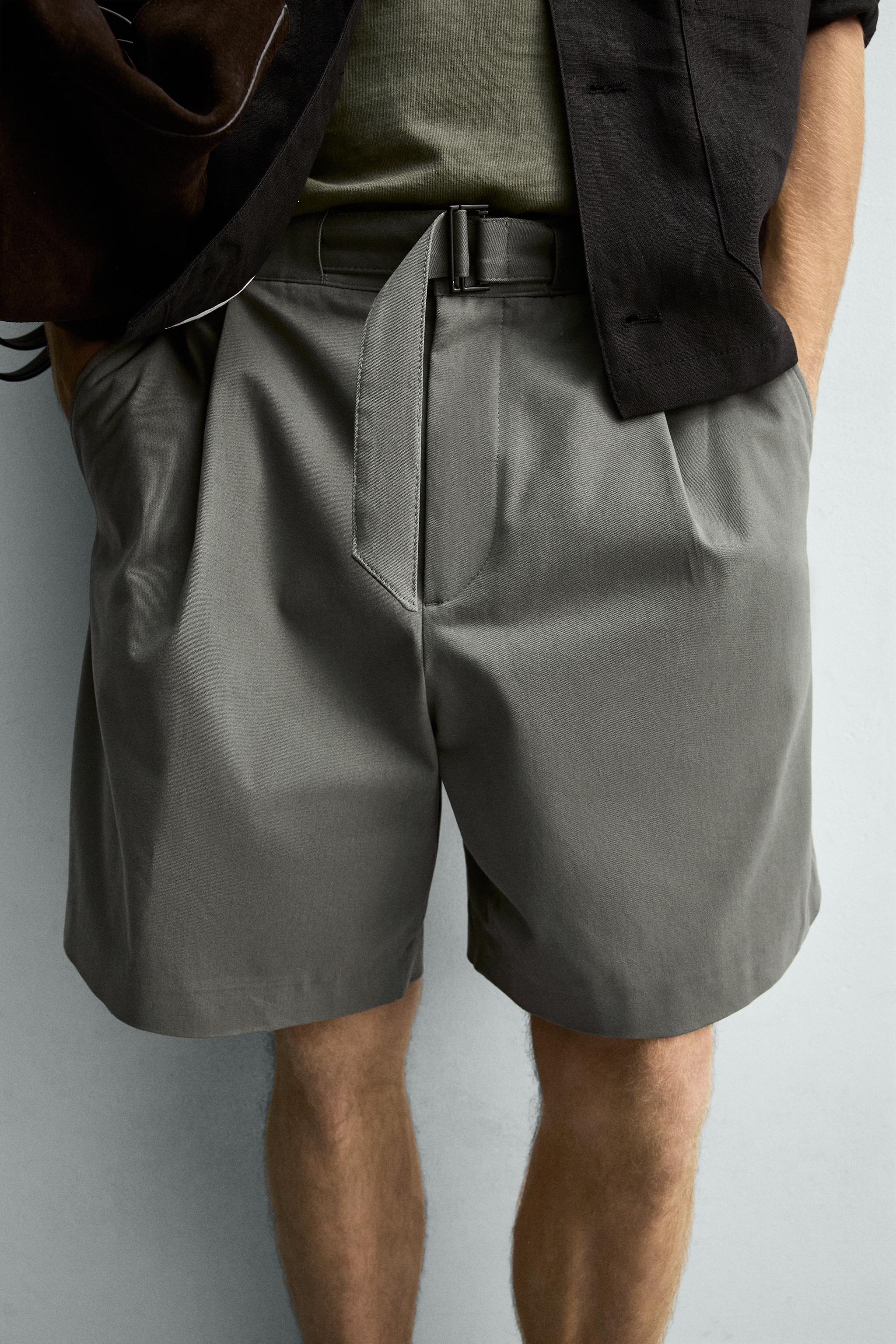 SHORT RELAXED FIT PLIS AVEC CEINTURE