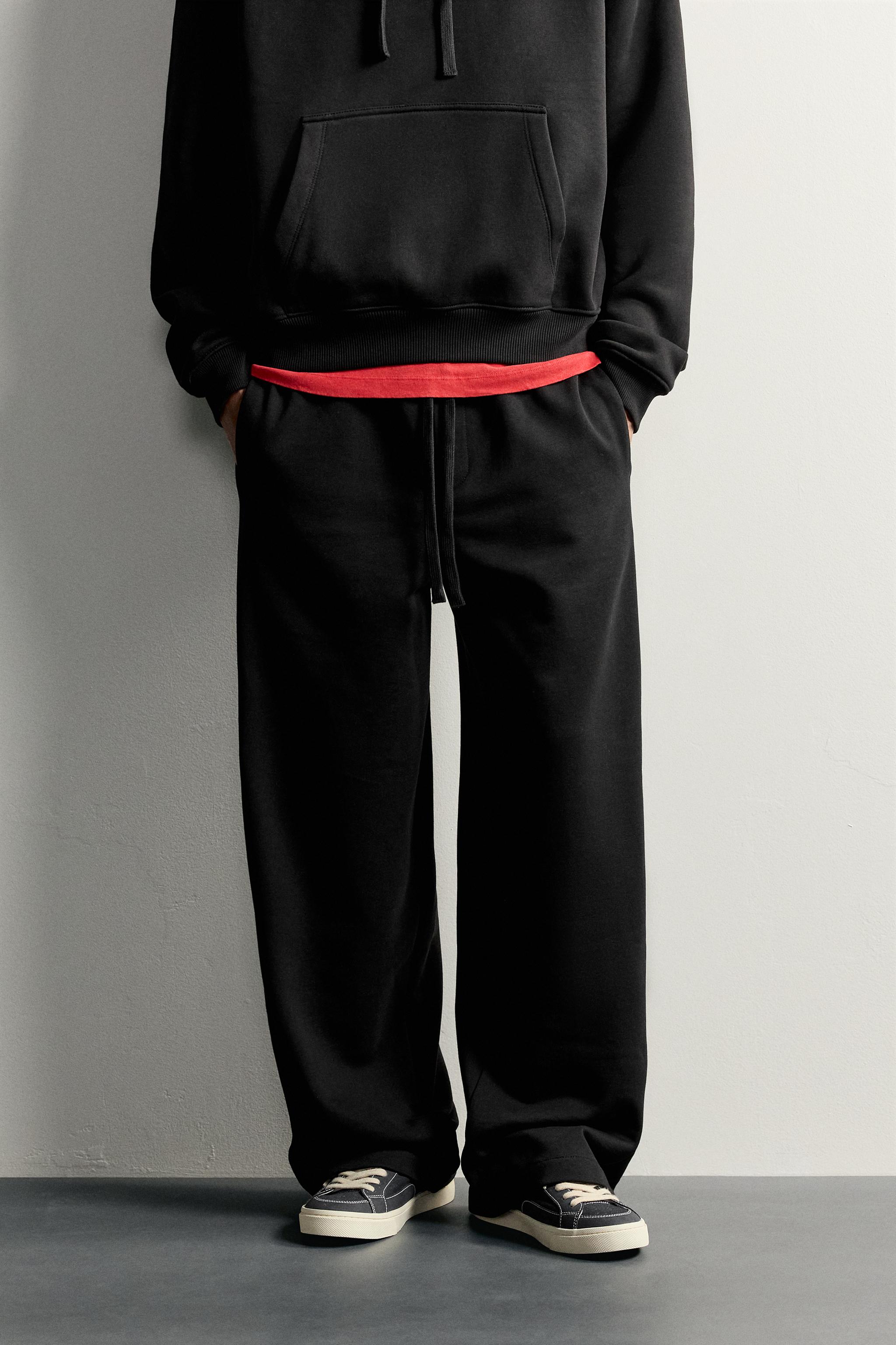 BASIC STRAIGHT-FIT JOGGER PANTS — Black