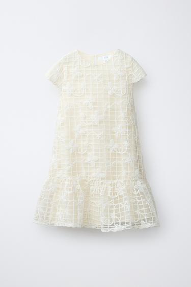 TULLE DRESS WITH FLORAL PRINT - Ecru by Zara - Image 0
