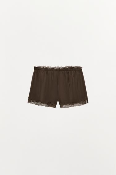 SHORT FLUIDE EN DENTELLE - Marron foncé de Zara - Image 6