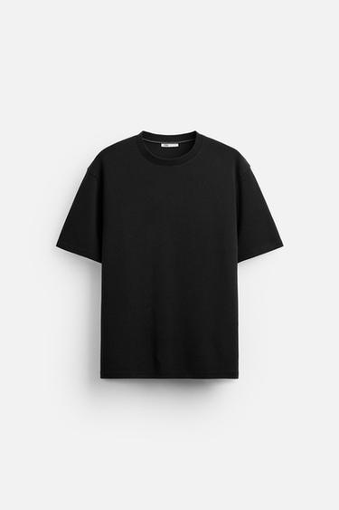 TEXTURED JACQUARD T-SHIRT - Black by Zara