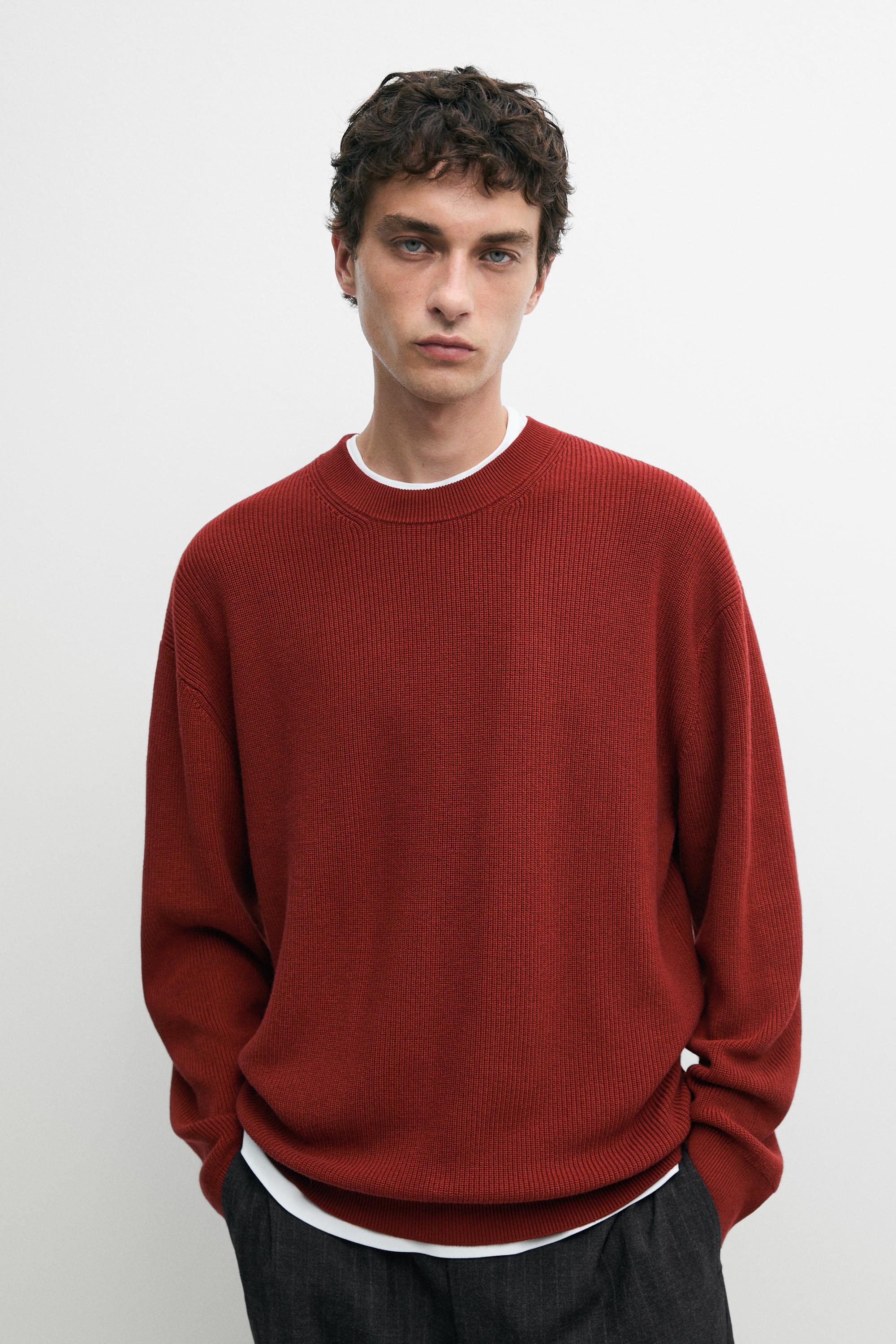 Round neck knit sweater — Neon pink