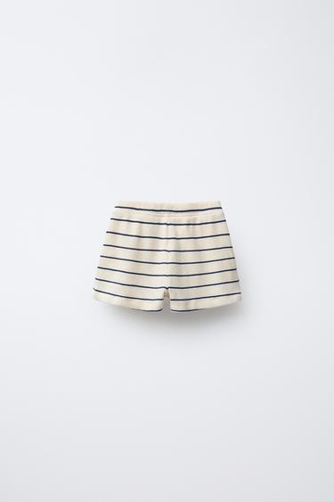 STRIPED WAFFLE BERMUDA SHORTS - Light ecru by Zara - Image 1