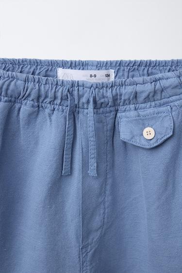 LINEN BLEND BERMUDA SHORTS - Light blue by Zara - Image 2