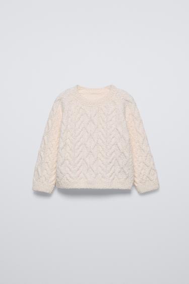 CABLE-KNIT SWEATER - Ecru by Zara